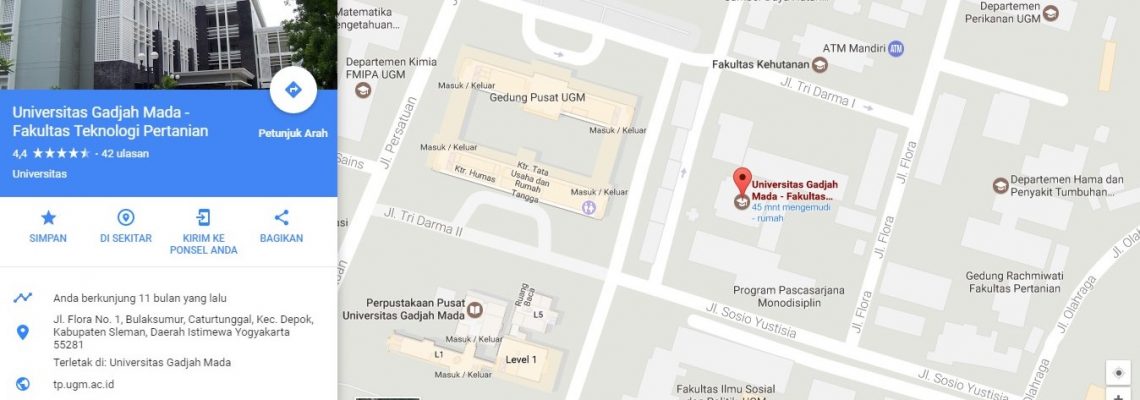 Lokasi Kampus Departemen TPHP - FTP UGM Lokasi Kampus